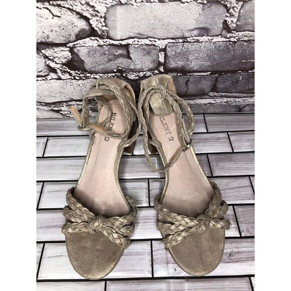 Silent D Raxiera Gold Braided Leather Block Heel Sandals Women’s Sz 38EU/7.5M US - Picture 11 of 16